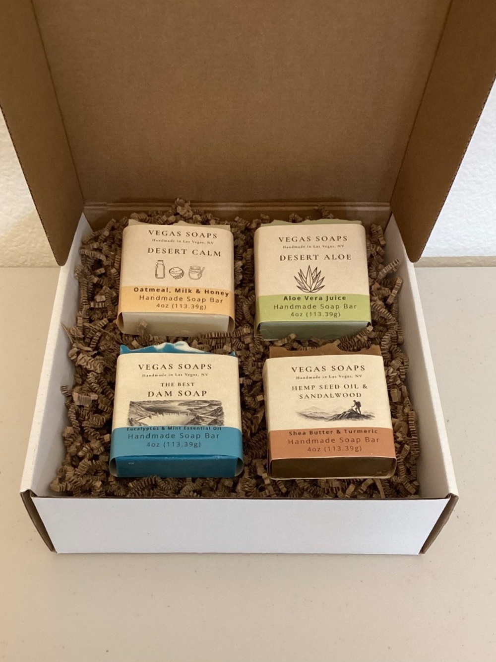 Men’s Collection Vegas Soaps 4 Handmade Bars Gift Box Holiday Christmas